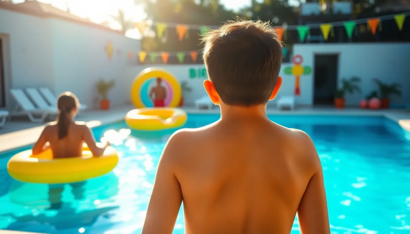 Imagen relacionada con cumpleaños Alaïa López swimming fiesta infantil